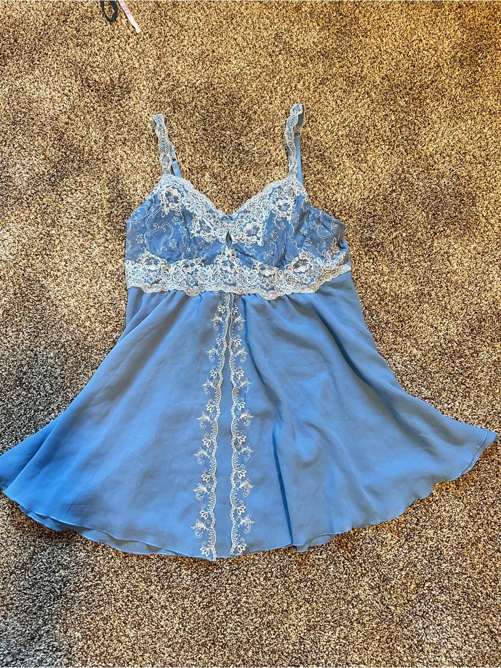 Blue lace babydoll sleep dress with adjustable straps